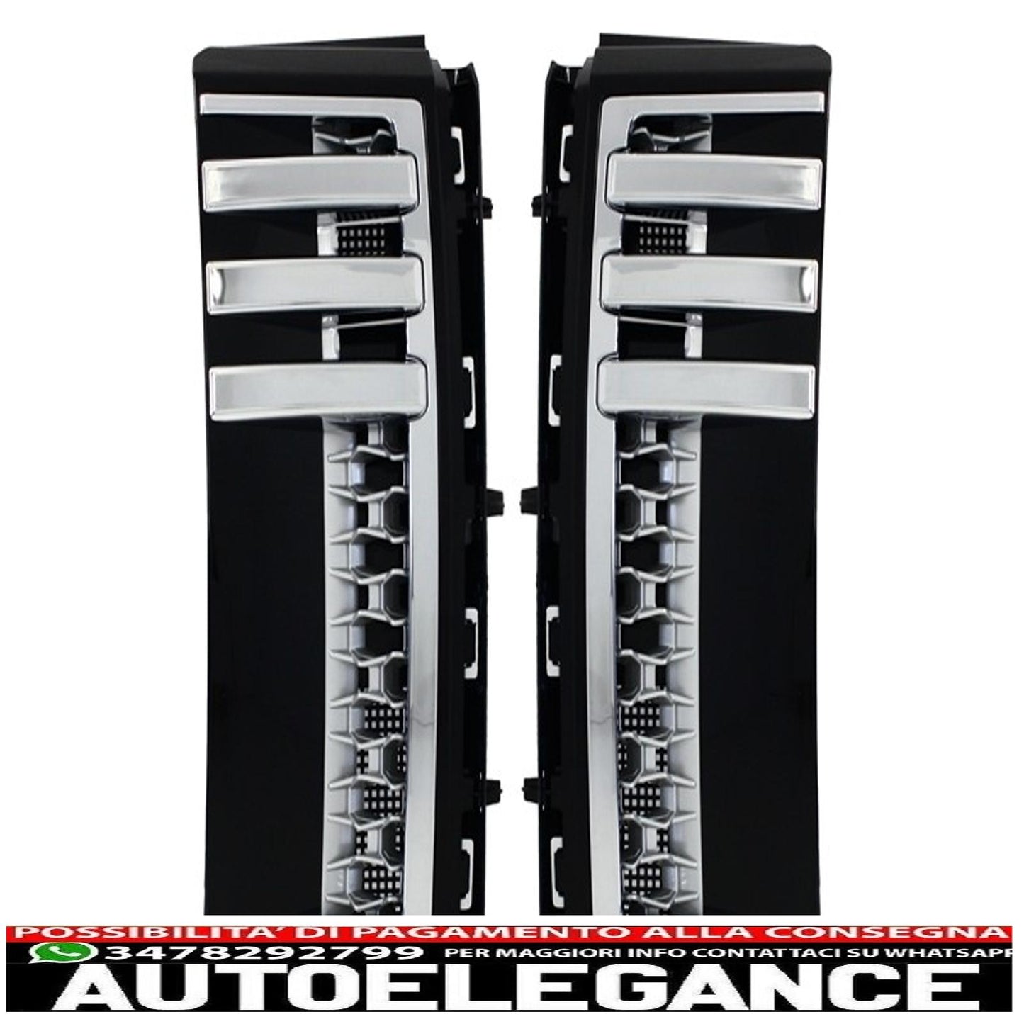 centre grille and side vents assembly suitable for land rover vogue iii l322 (2002-2005) piano black and silver autobiography supercharged edition