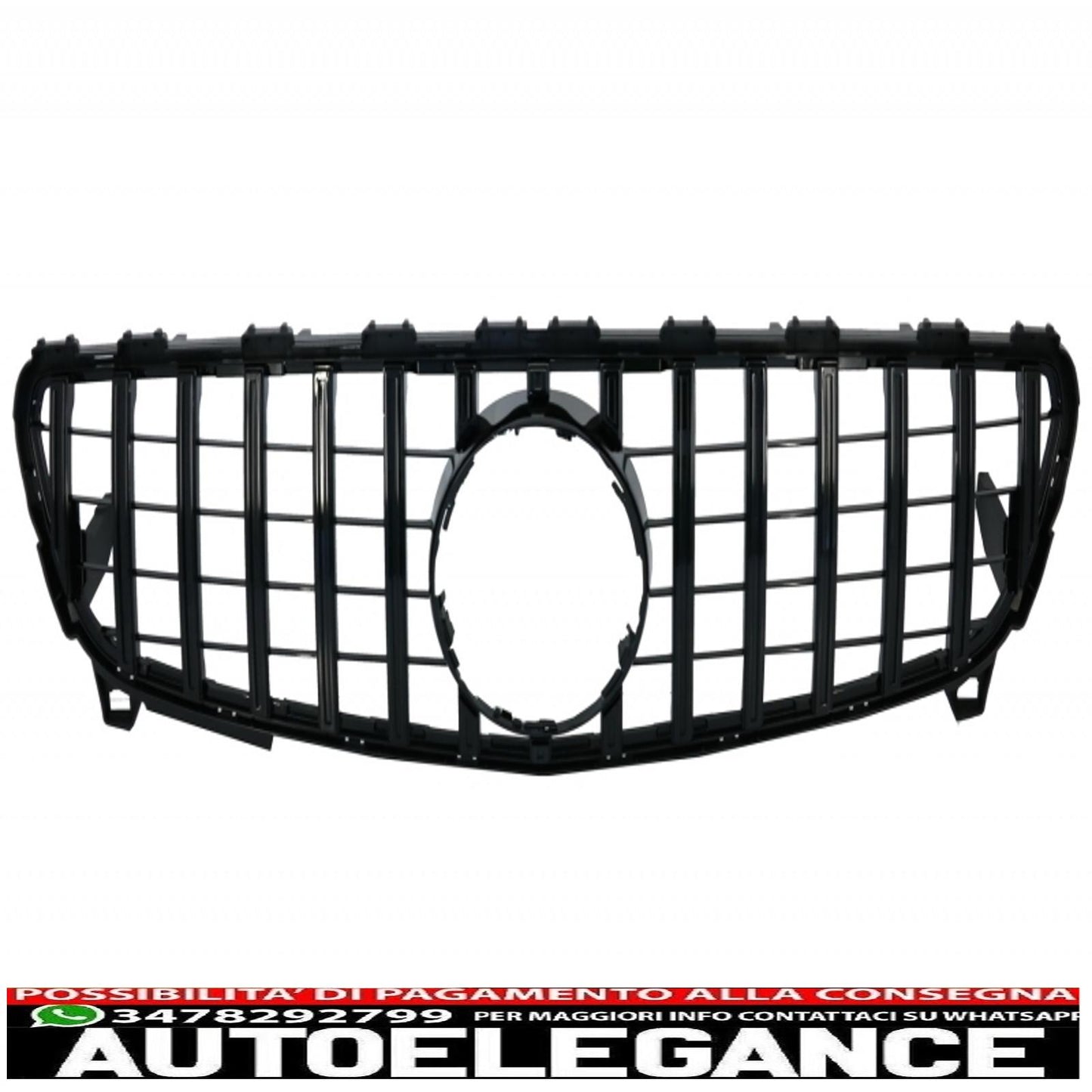 Front bumper splitter aerodynamic fins with central grille suitable for mercedes a class w176 facelift amg line (09.2015-2018) piano black