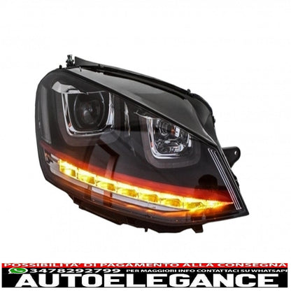 3d led drl headlights suitable for vw golf 7 vii (2012-2017) red r20 gti look led sliding with central grille r-line 