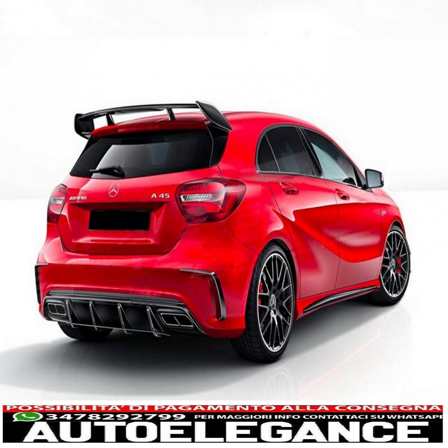 Alette splitter paraurti posteriore adatte per mercedes classe a w176 (2012-2018) a45 aero edition look AUTOELEGANCERICAMBI