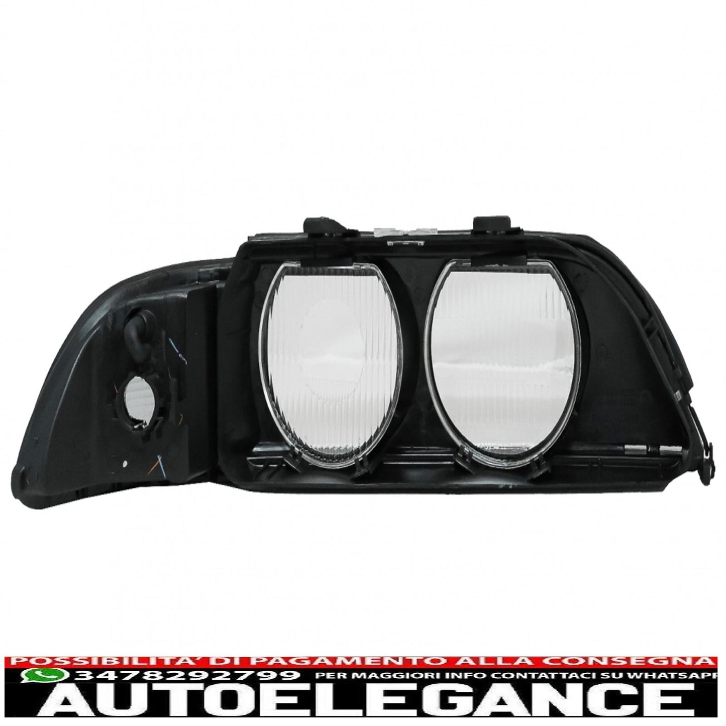 Smoke grey right and left side headlight lens suitable for bmw 5 series e39 (1995-2000)
