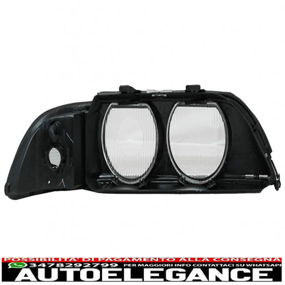Smoke grey right and left side headlight lens suitable for bmw 5 series e39 (1995-2000)