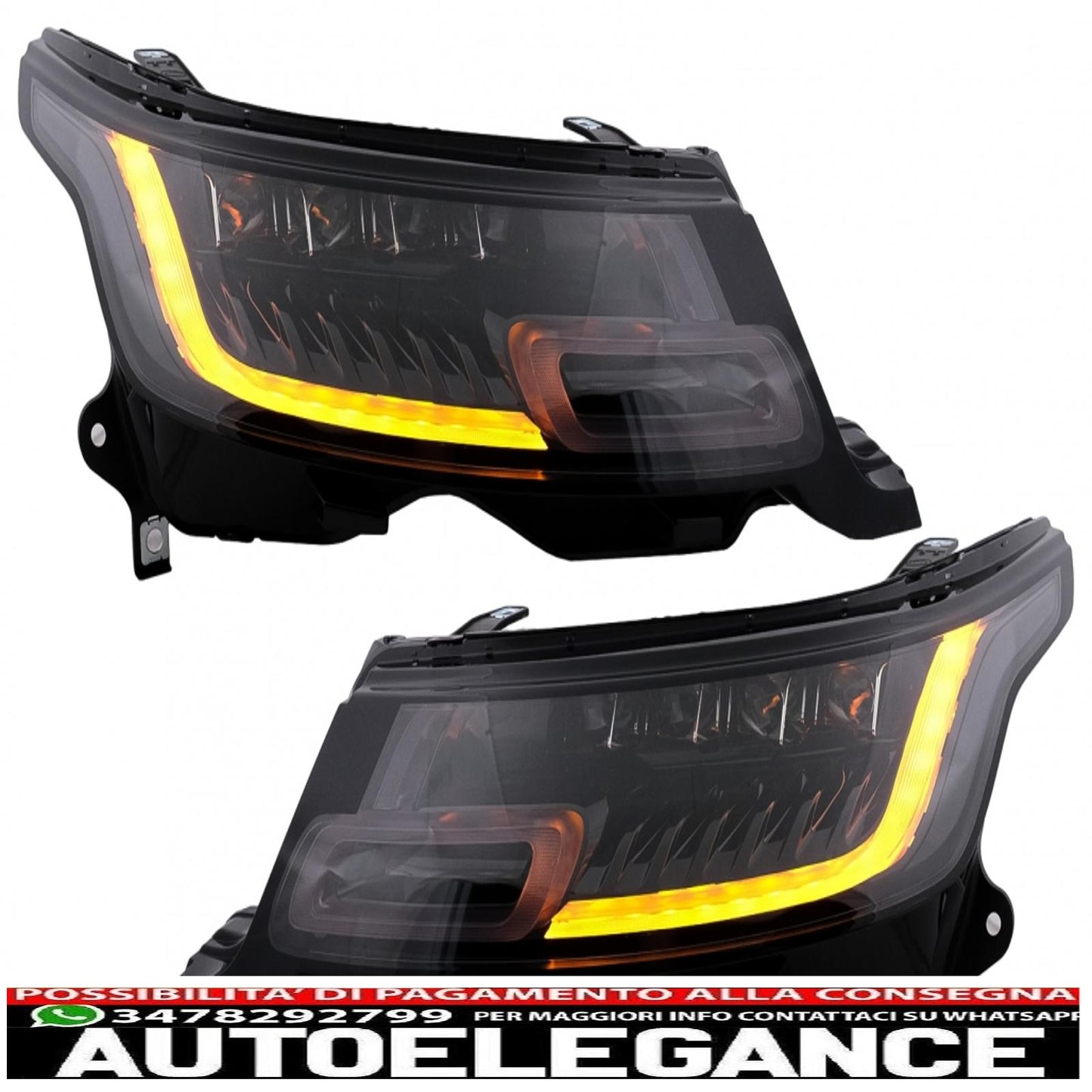 LED headlights suitable for Land Rover Range Sport L494 (2013-2017) with dynamic conversion of direction indicators to Matrix Look model from 2018 onwards 