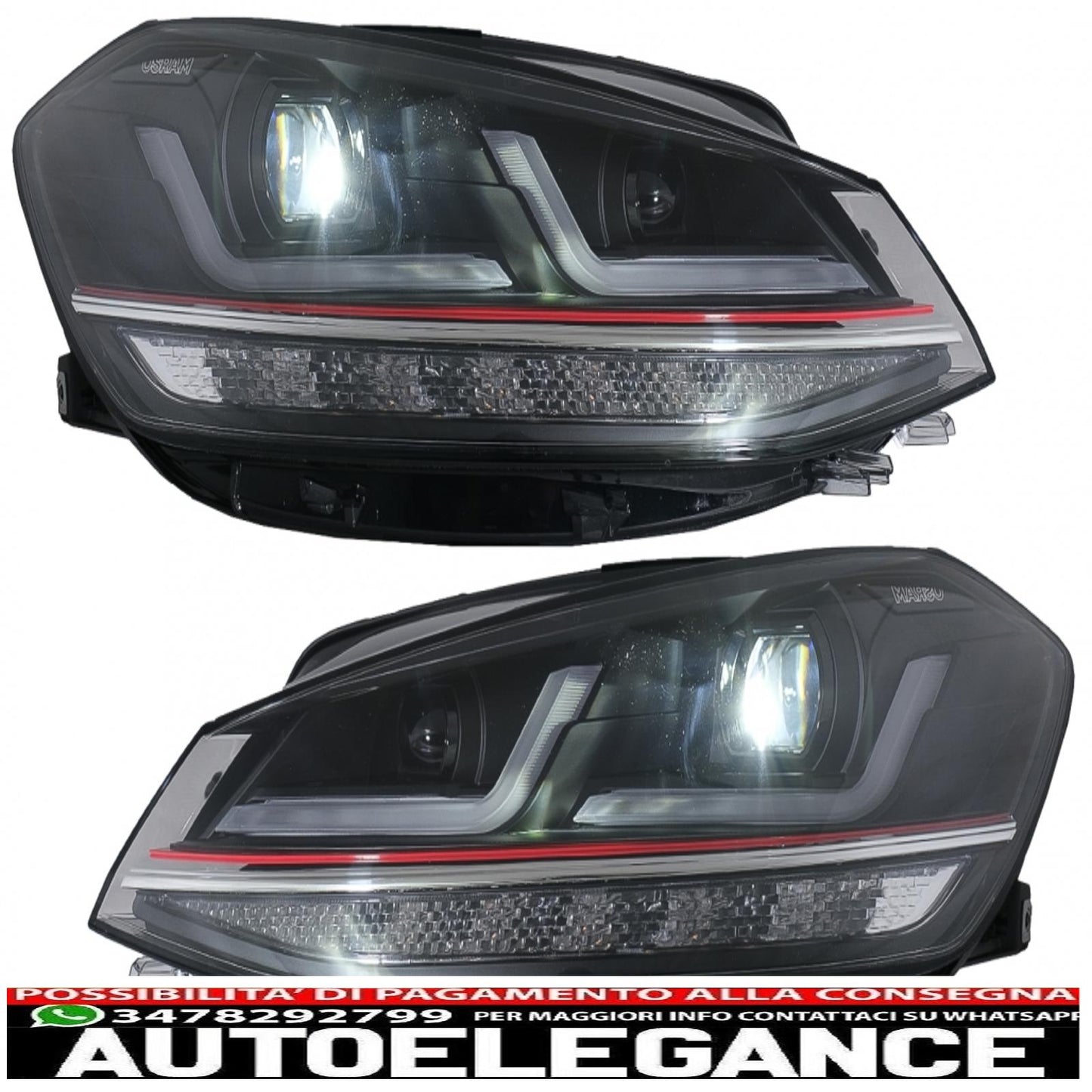 osram full led ledriving headlights suitable for vw golf 7.5 facelift (2017-2020) gti look upgrade for halogens with dynamic sequential cornering lights