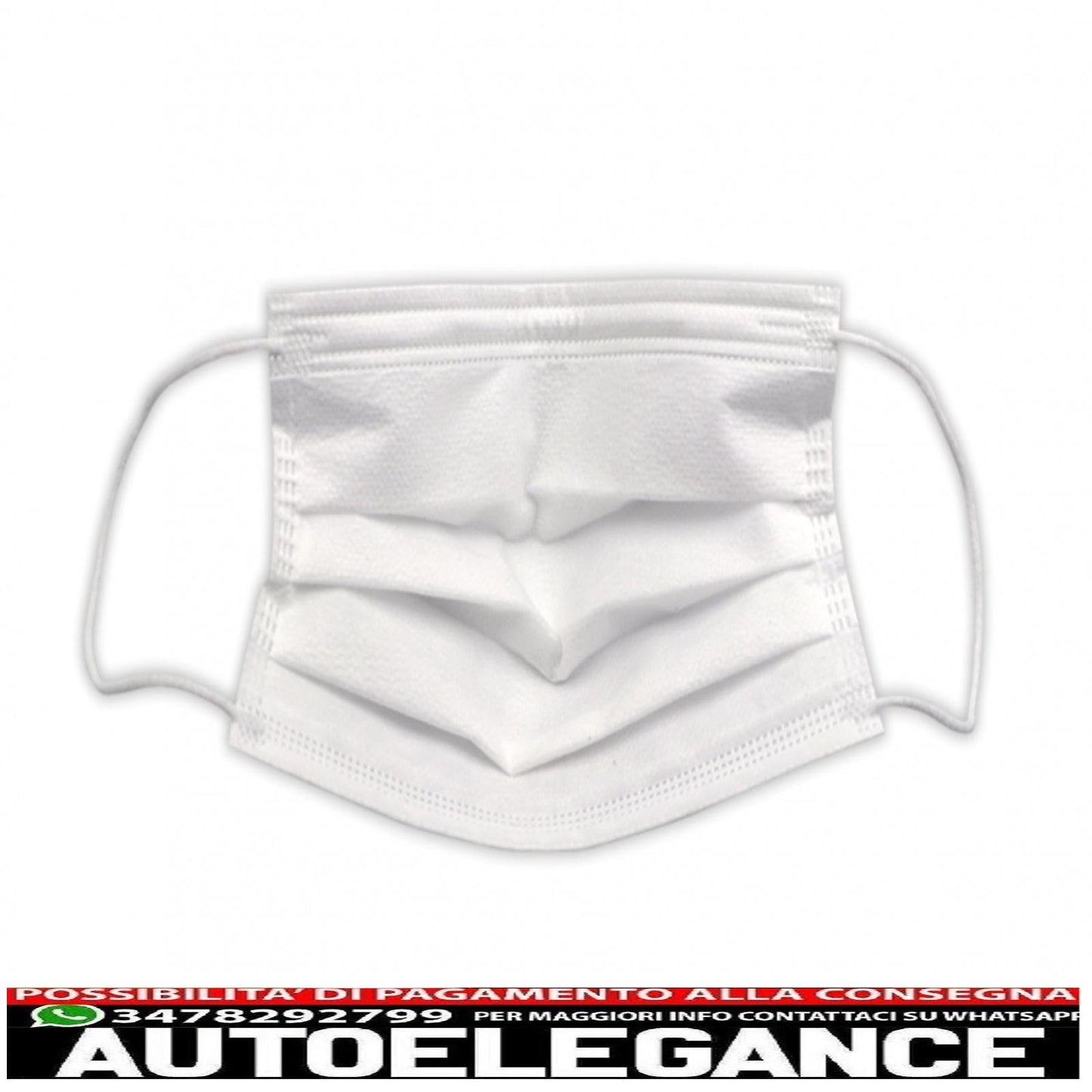 confezione da 50 mascherine protettive monouso con pieghe 3 strati unisex con fascia piegabile AUTOELEGANCERICAMBI