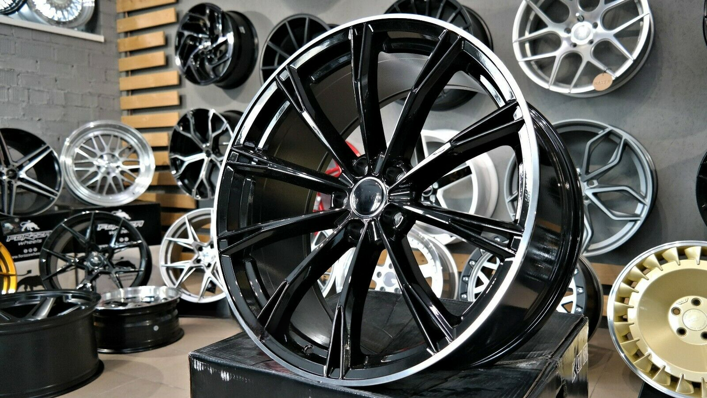 ADATTO per Audi A4 A5 A6 A8 A7 S-Line 21 inch 5x112 ABT design Nero Lucido Ruote