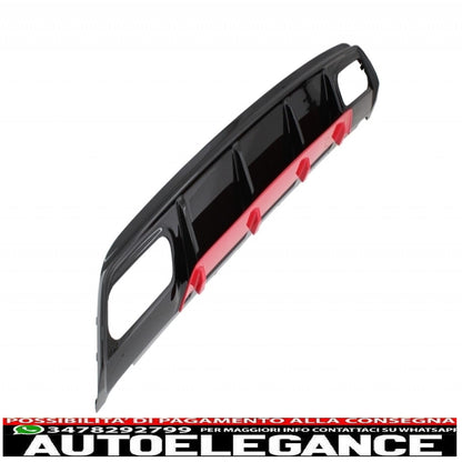 Diffusore mantovana per paraurti posteriore con terminali di scarico cromati, adatto per Mercedes W176 Classe A (2012-2018) A45 Facelift Design Red Edition