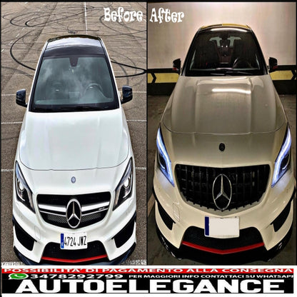 griglia anteriore centrale adatta per mercedes cla c117 x117 w117 facelift (2016-2018) cla45 gt-r design panamericana completamente nera