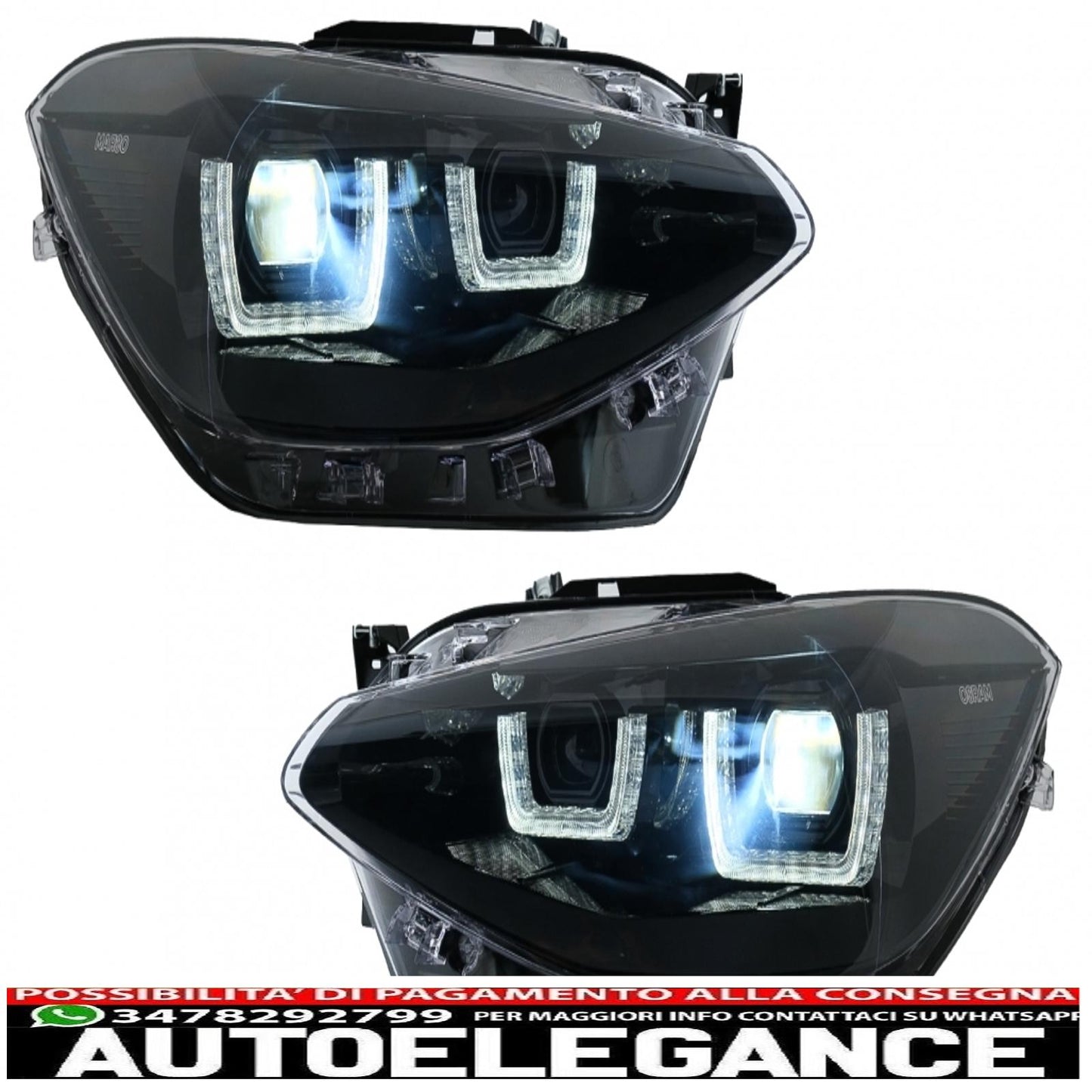 osram ledriving full led headlights suitable for bmw serie 1 f20 f21 (06.2011-03.2015) with direction indicators on the mirrors osram full ledriving dynamic sequential cornering lights