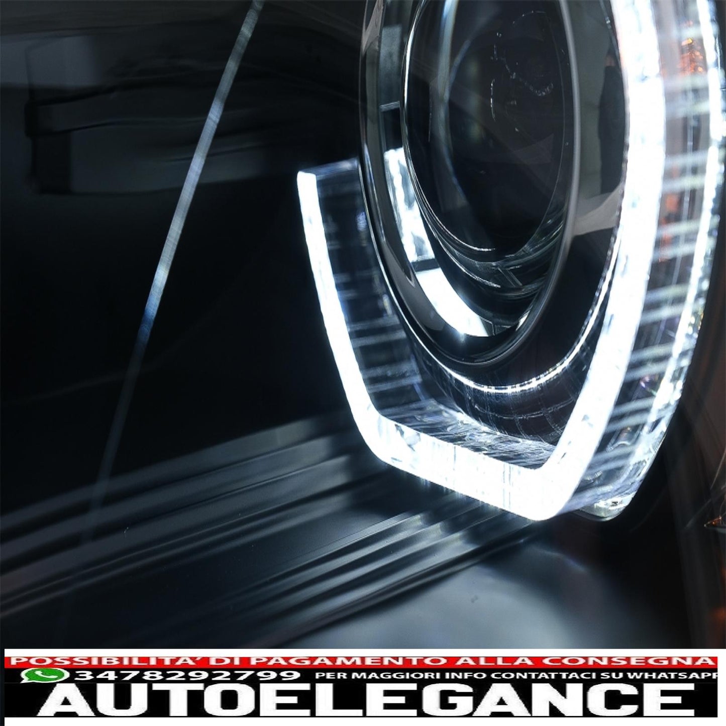 xenon headlights angel eye 3d dual halo led drl rims suitable for bmw x5 e70 (2007-2010) black 