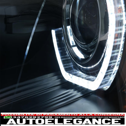 xenon headlights angel eye 3d dual halo led drl rims suitable for bmw x5 e70 (2007-2010) black 