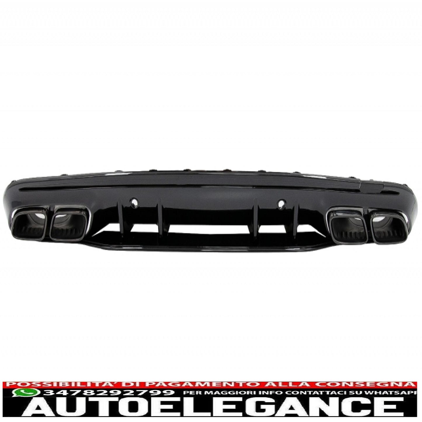 paraurti anteriore con diffusore e terminali neri adatto per mercedes classe c w205 s205 (2014-2020) solo per amg sport line