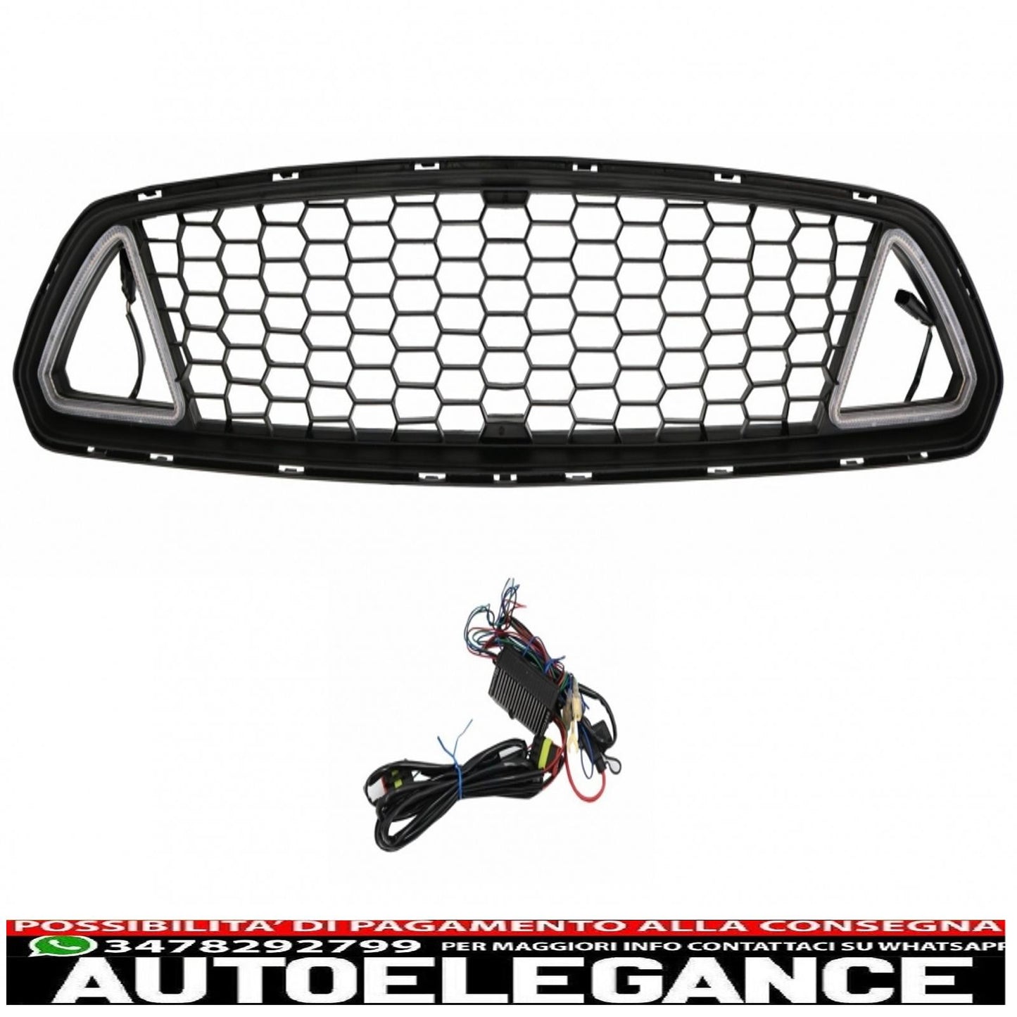 griglia anteriore con luci diurne a led adatta per ford mustang mk6 vi sesta generazione (2015-2017) design rtr
