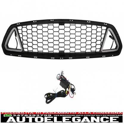 griglia anteriore con luci diurne a led adatta per ford mustang mk6 vi sesta generazione (2015-2017) design rtr