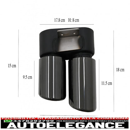 Punte marmitta di scarico adatte per bmw serie 5 f10 f11 (2011-2017) m5 lci design nero