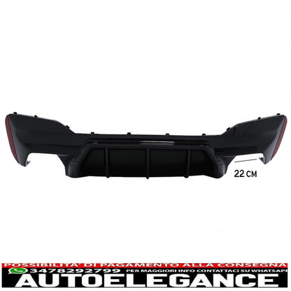 diffusore per paraurti posteriore adatto per BMW Serie 5 G30 G31 Limousine Touring (2017-up) M5 Design Piano Black