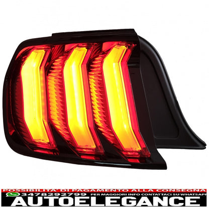 Full LED rear lights suitable for Ford Mustang VI S550 (2015-2019) red with dynamic sequential cornering lights
