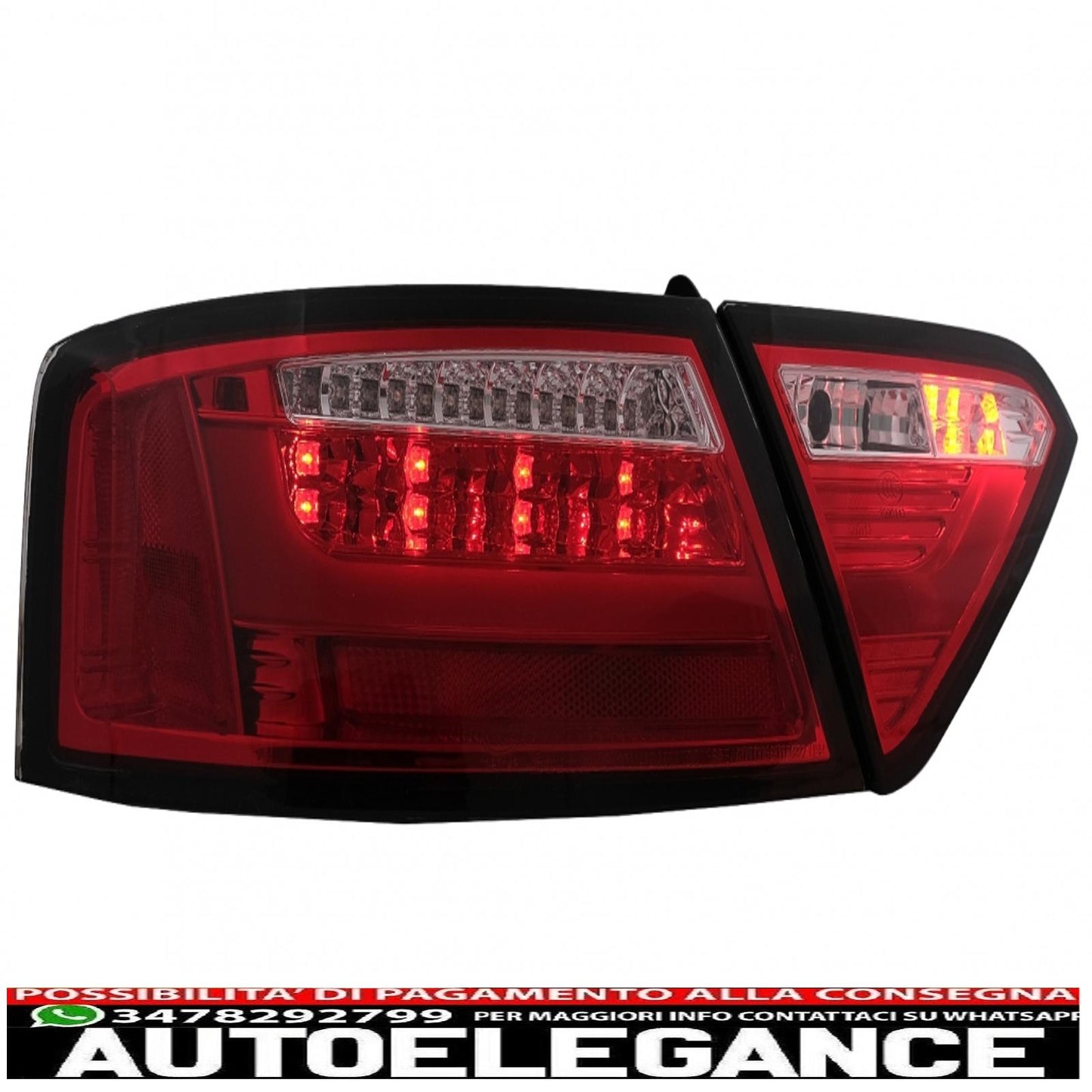 led rear lights suitable for audi a5 8t coupe cabrio sportback (2007-2009) transparent red