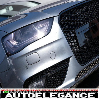 griglia anteriore senza badge adatta per audi a4 b8 facelift (2012-2015) rs design a nido d'ape nero con coperture in pdc