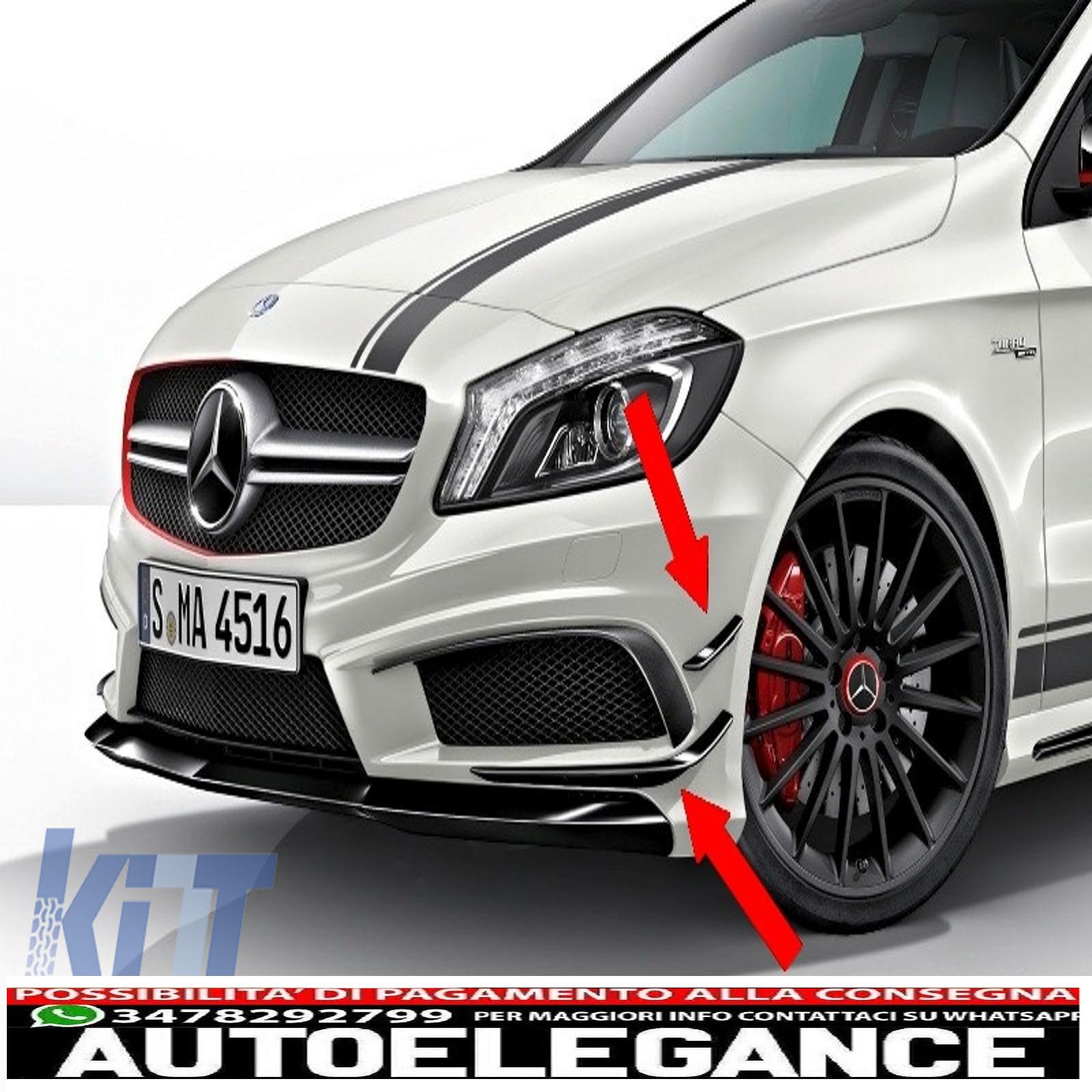 Alette aerodinamiche splitter paraurti anteriore adatte per mercedes w176 classe a (2012-08/2015) design a45 AUTOELEGANCERICAMBI
