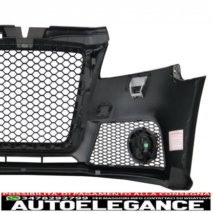 paraurti anteriore con fendinebbia adatto per audi a3 8p 8pa facelift rs3 design (2009-2012) e fari drl ottica neri