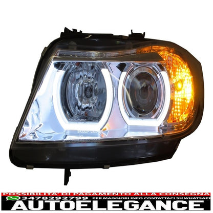 3d led angel eye headlights suitable for bmw e90 e91 (03.2005-08.2008) u-type chrome hidden 