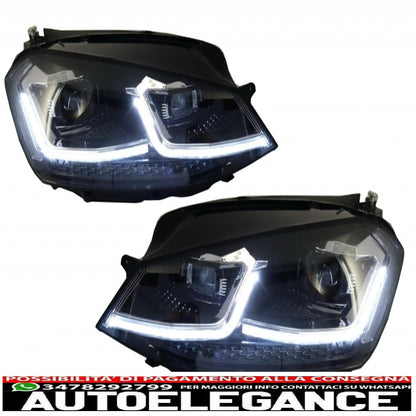 Front bumper and LED headlights with sequential dynamic cornering lights suitable for vw golf vii 7 (2013-2017) r-line look