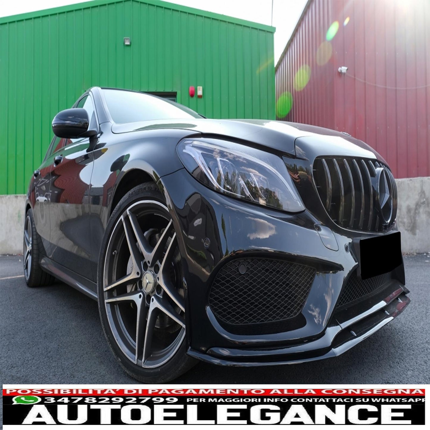 Front bumper lip suitable for mercedes c class w205 s205 a205 c205 (2014-2018) limousine model t coupe cabriolet edition 1 design matt black 