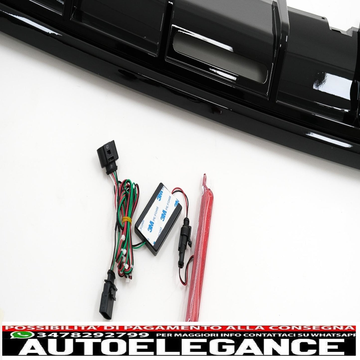 diffusore paraurti posteriore adatto per vw golf 8 hatchback mk8 mqb (2020-up) pianoforte nero