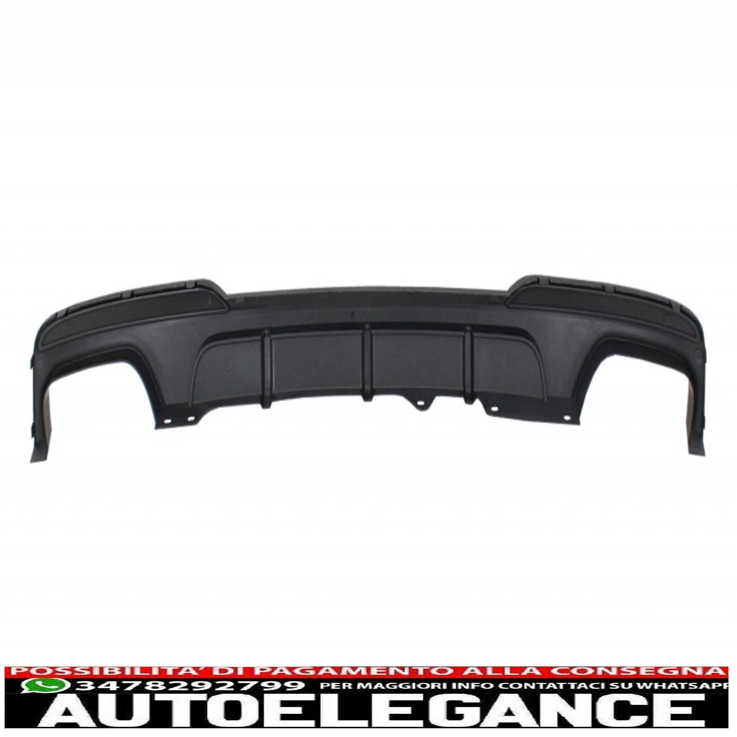 Front Bumper Spoiler Lip Fit For BMW 5 Series F10 F11 (2011-2017) With Dual Outlet Air Diffuser And M-Performance Exhaust Tips Piano Black