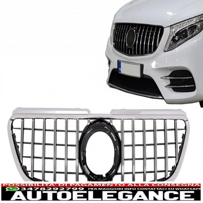 central grille suitable for mercedes vito (w447) (2020 onwards) gtr design panamericana black chrome 