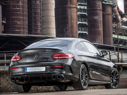 DIFFUSORE ADATTO PER CLASSE C C205 COUPE 2015-2020 AMG LOOK C43 + TERMINALI NERI