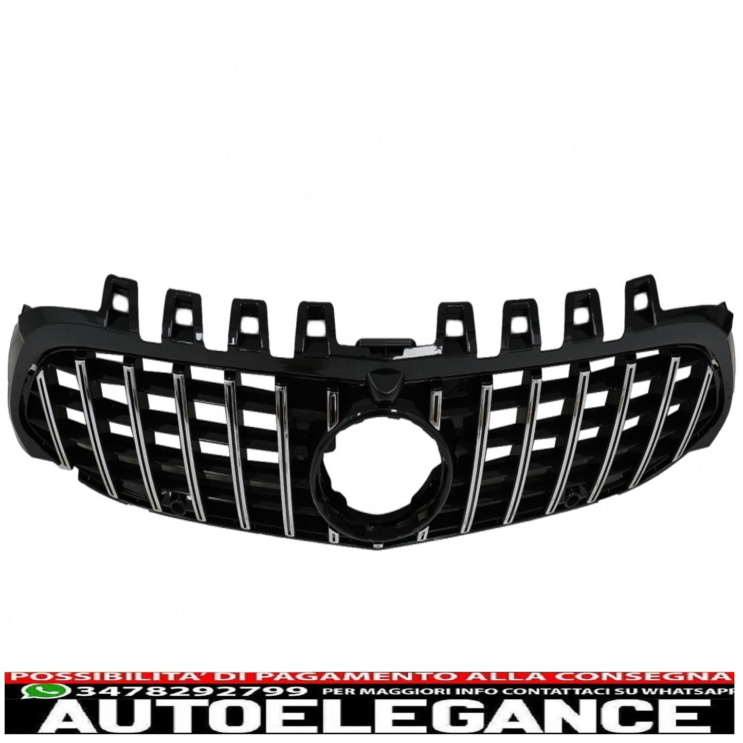 central grille suitable for mercedes a-class w177 hatchback v177 sedan (04.2018-up) gt-r design panamericana black / chrome