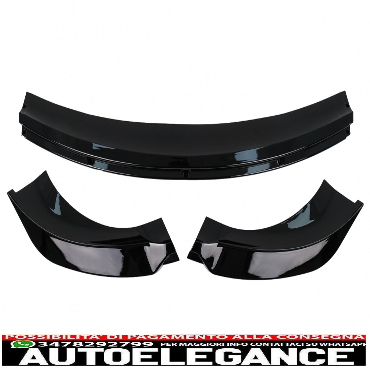 Front bumper additional spoiler lip suitable for Tesla Model 3 (2017-up) Piano Black 