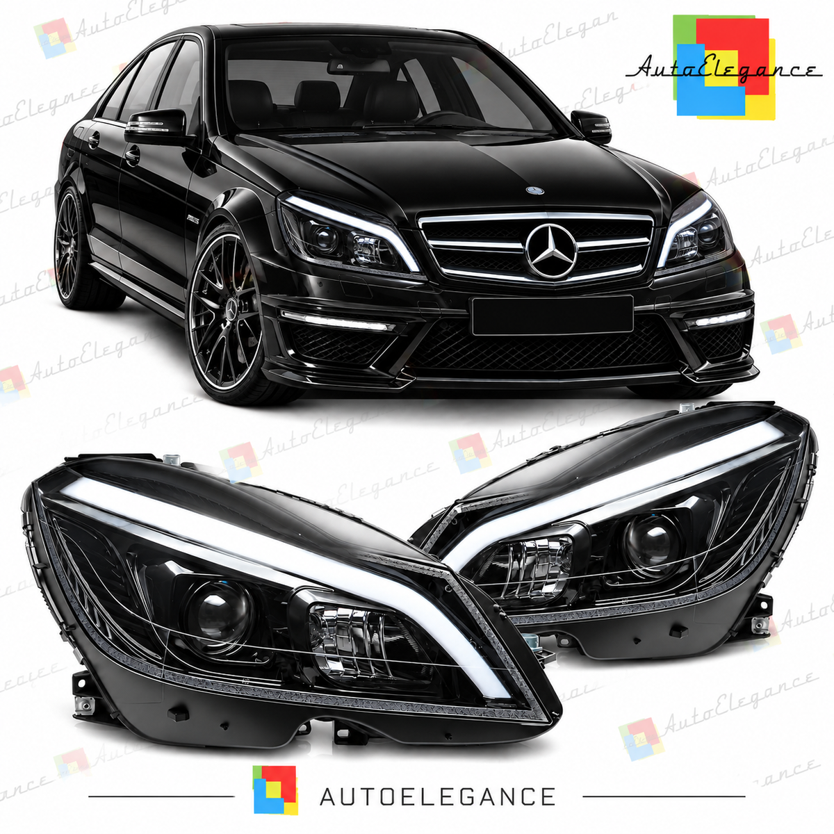 💕ART.10599 FARI  ANTERIORI ADATTO  PER MERCEDES CLASSE C W204 11-14💕