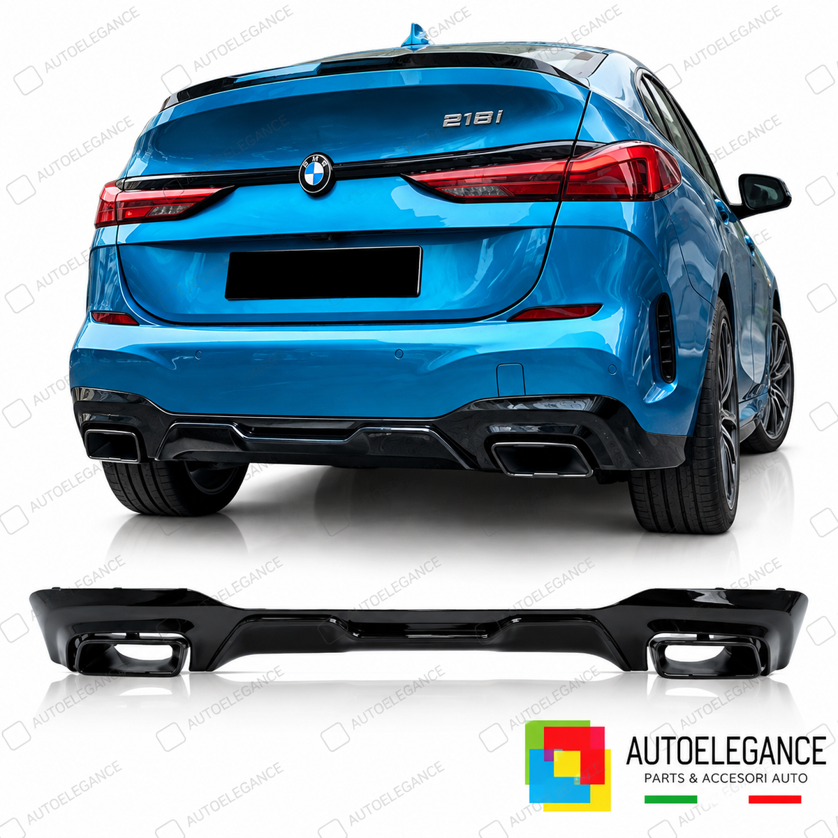 DIFFUSORE ADATTO PER BMW F44 LOOK M 235i + TERMINALI DI SCARICO NERO LUCIDO