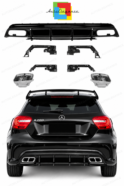👉Diffusore + Terminali cromato A45 AMG Look per Mercedes Classe A (W176) 12-18👈