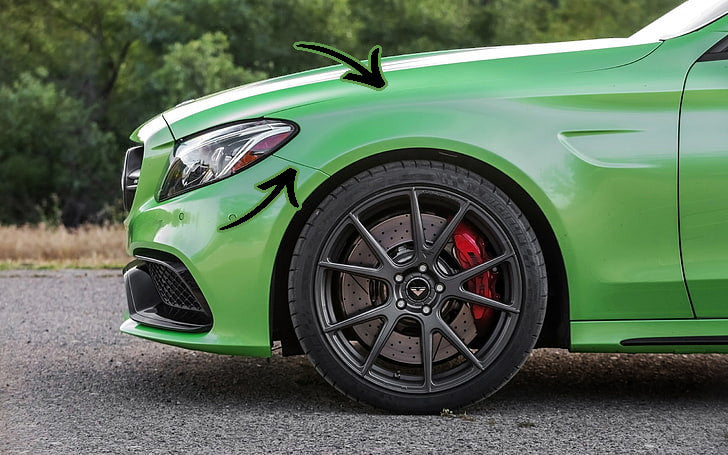 🔥Set parafanghi anteriori acciaio C63 AMG Look per Mercedes Classe C (W205) 🔥