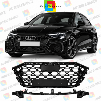 🔥ART.10656 GRIGLIA ADATTO PER AUDI A3 8Y LOOK RS3 NERO 2020 - 2024🔥