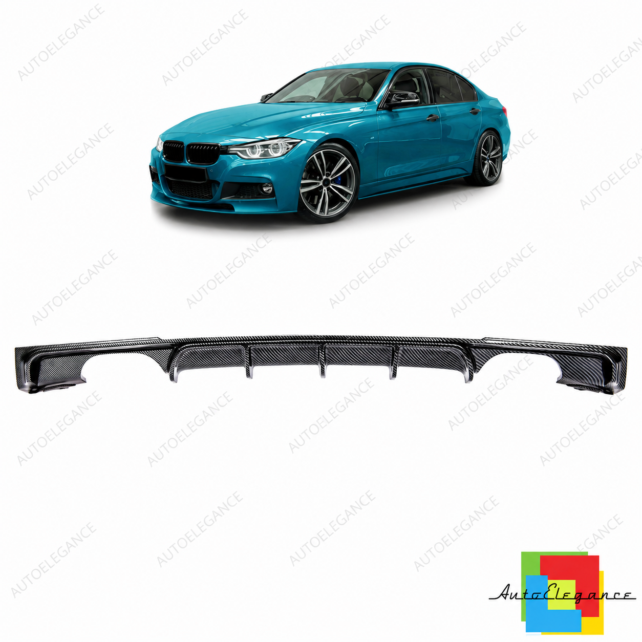 👉Diffusore posteriore con spoiler effetto carbonio BMW Serie 3 F30 F31 11-18👈