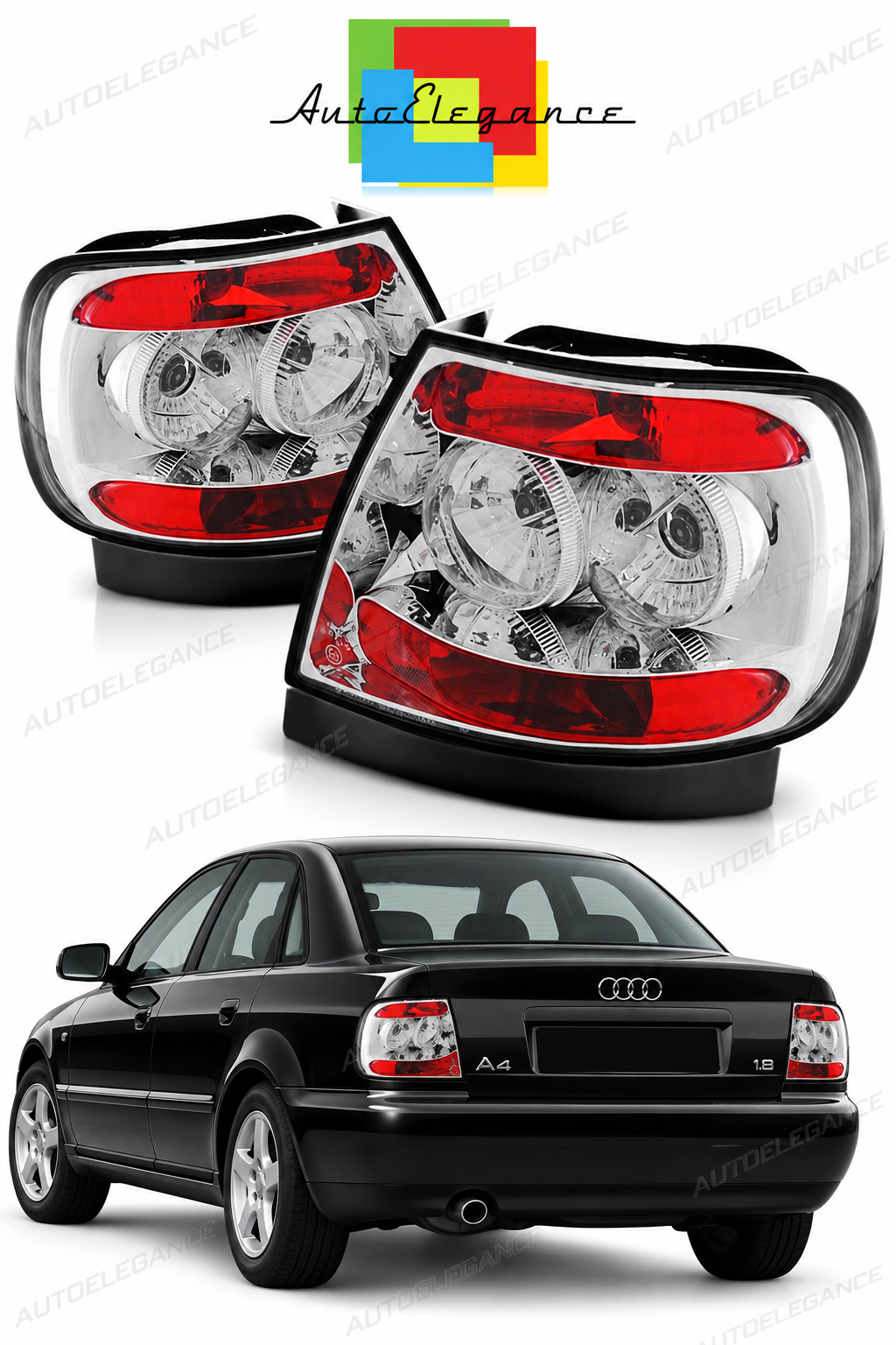 👉 Fanali posteriori cromati adatto per Audi A4 11.94-09.00👈