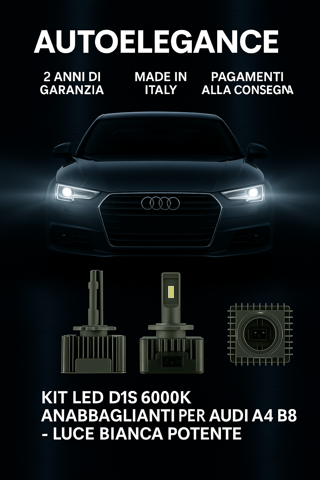 ⭐KIT LED D1S 6000K ANABBAGLIANTI PER AUDI A4 B6 – LUCE BIANCA POTENTE⭐