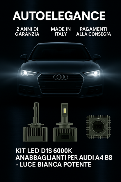 ⭐KIT LED D1S 6000K ANABBAGLIANTI PER AUDI A4 B6 – LUCE BIANCA POTENTE⭐