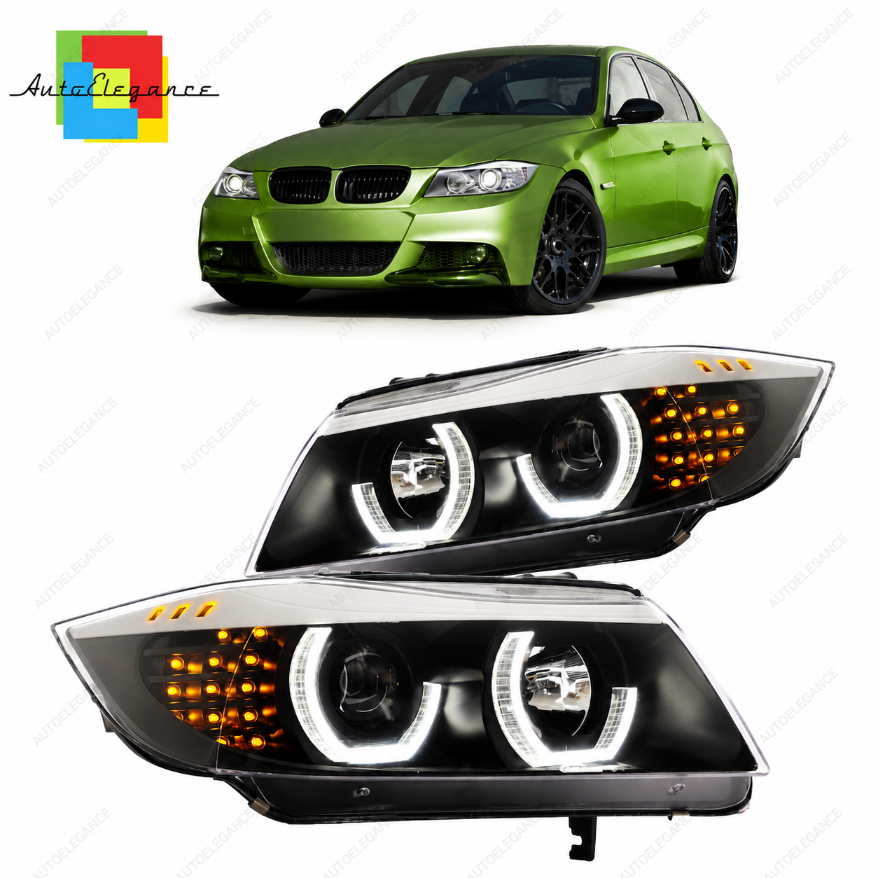 👉Fari alogeni neri adatti per BMW Serie 3 E90 E91 2008-2012👈