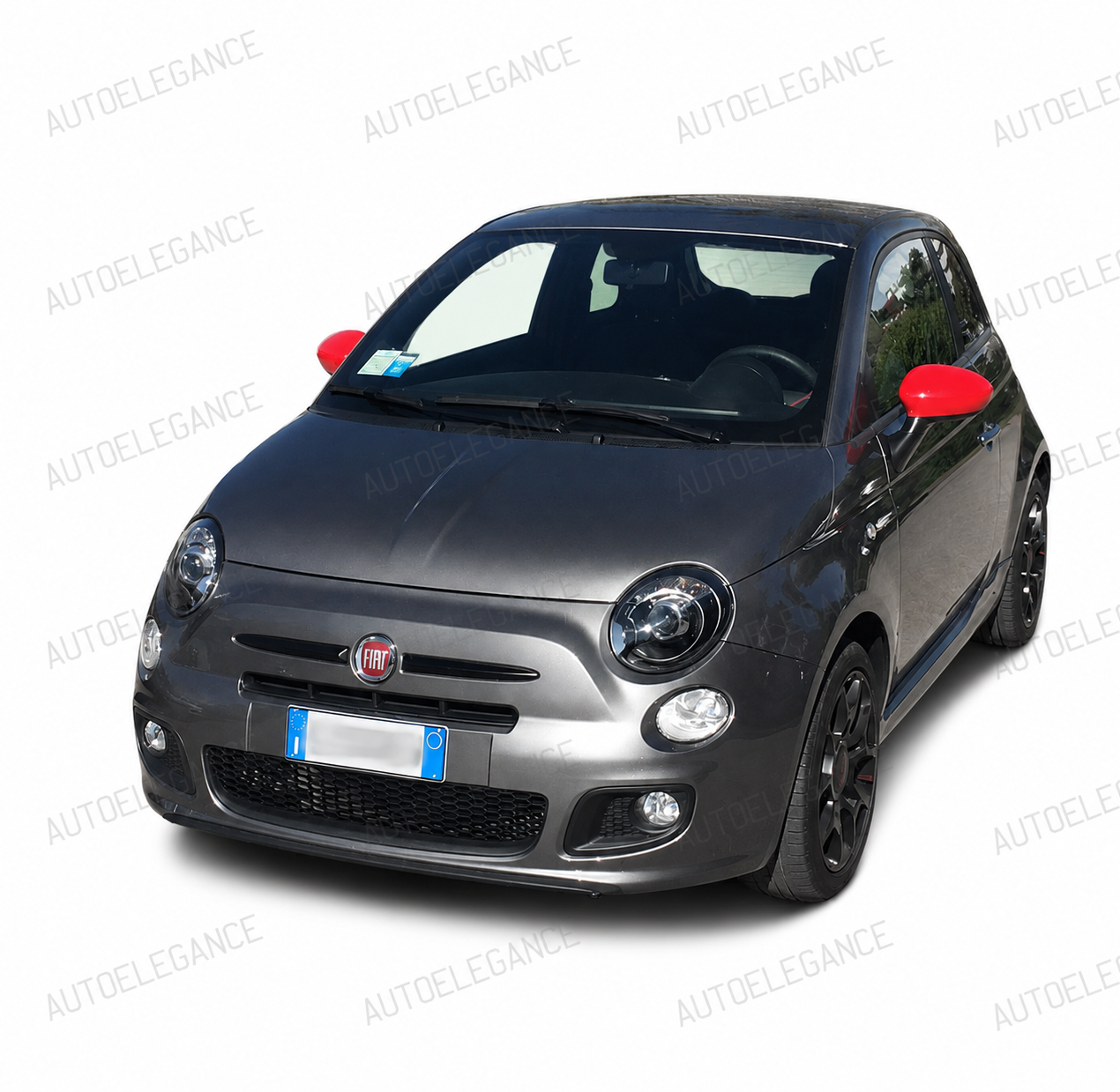 💕ART.0342 FARI ANTERIORI FIAT 500 2007-2015 LENTICOLARI NERI💕