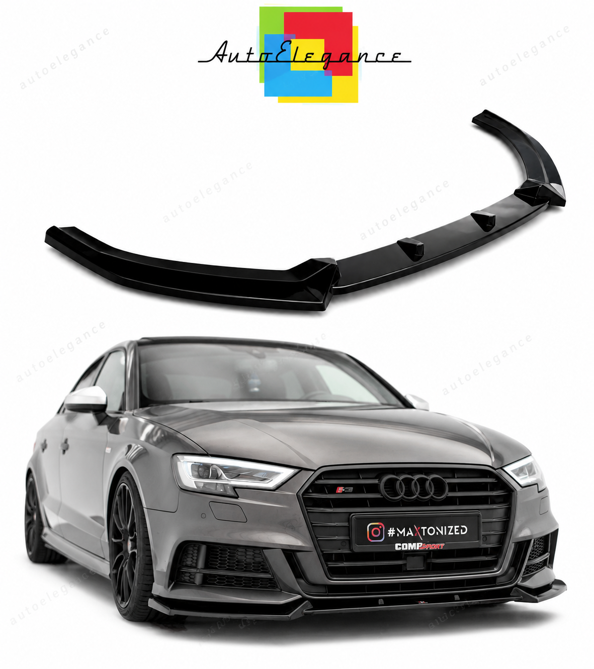 💕 Splitter adatto per  Audi S3 Sportback 8V Facelift  nero lucido 💕