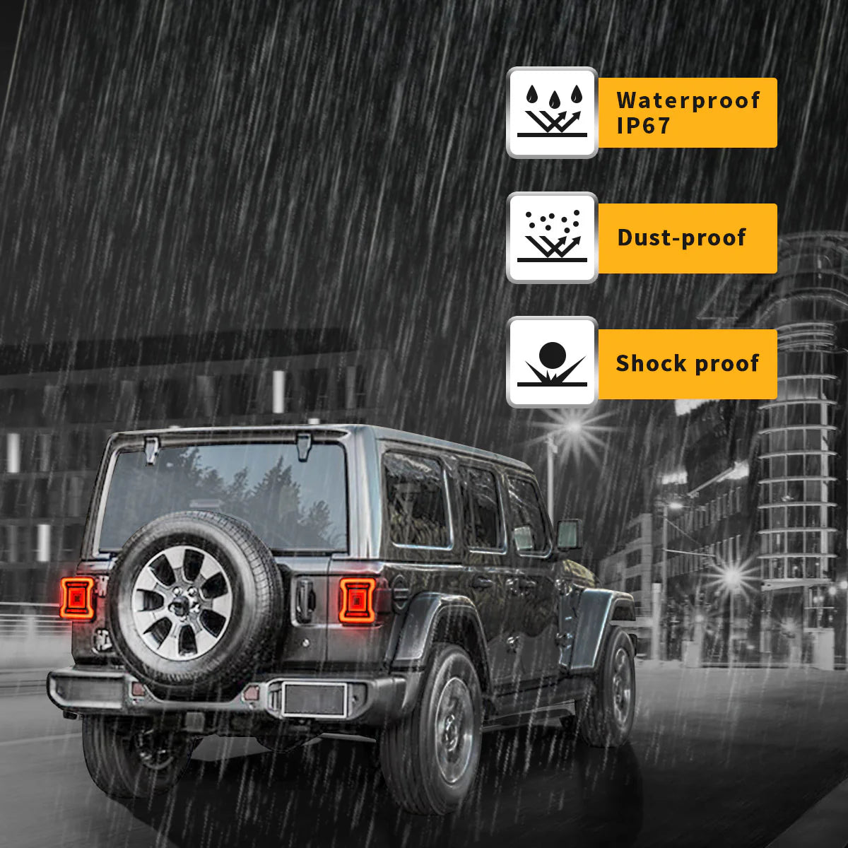 Fanali posteriori per Jeep Wrangler 2018-UP con animazione dinamica e luci di retromarcia doppie (non adatte a JK)