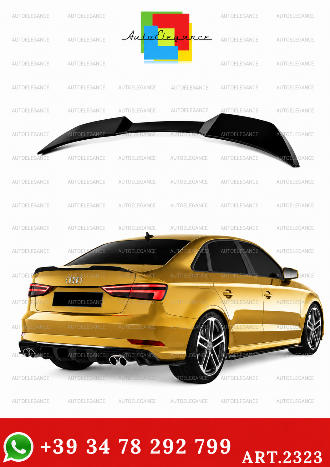 💫ART.2323  SPOILER  AUDI A3 8V FACELIFT SEDAN 2016-2020💫