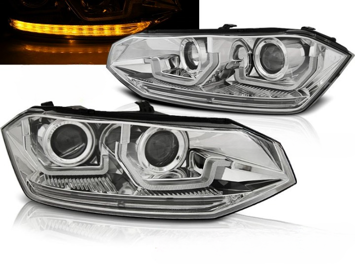 💫ART.6361 FARI ANTERIORI SEQ LED CROMATI VW POLO VI 2G 2017-2021 💫