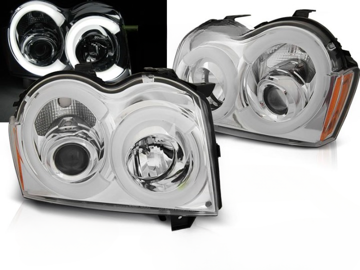 ART.5574  FARI ANTERIORI JEEP GRAND CHEROKEE 05-08 CHROME TUBE LIGHT
